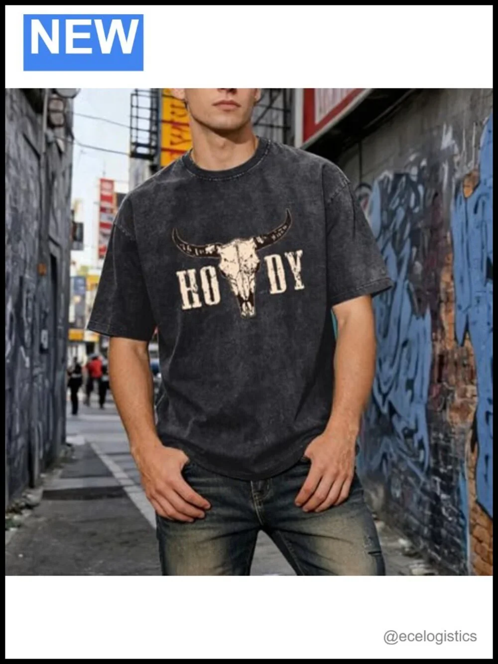 Vintage Cowboy Acid Wash T-Shirt Western Country Concert Oversized Tee